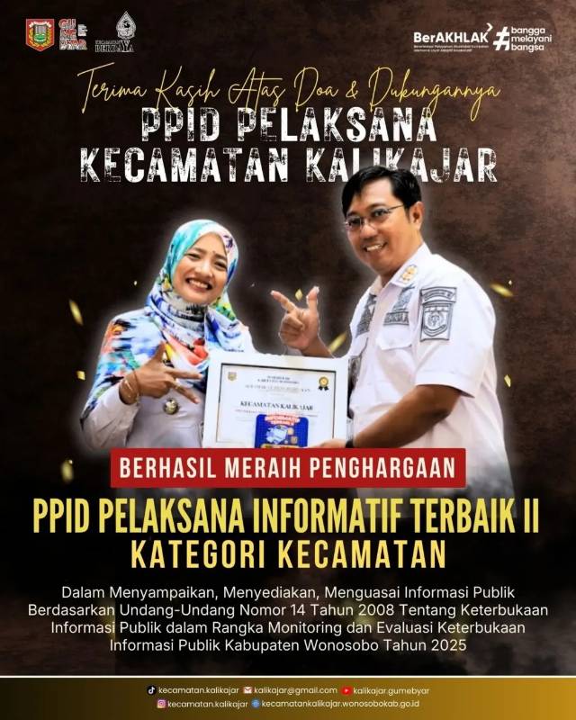 TERIMAKASIH ATAS DOA & DUKUNGAN PPID PELAKSANAAN KECAMATAN KALIKAJAR